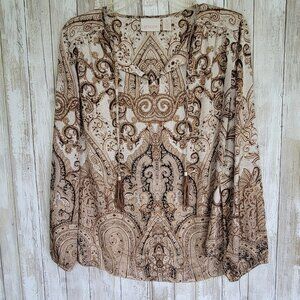 Chico's Paisely Long Sleeves Pullover Blouse Sz 1